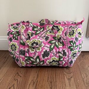 Vera Bradley Pink and Green Floral Travel Overnight Large